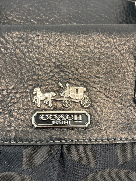 Coach Madison Sabrina Satchel - Leather and Canvas - Black - Picture 6 of 16